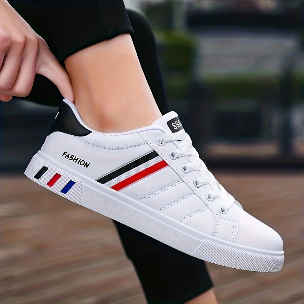 mens trendy casual strips lace up sneakers with assorted colors details 4