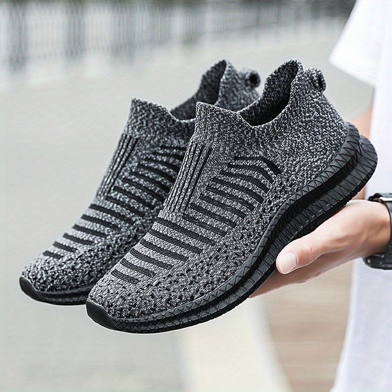 mens knit breathable lightweight slip on casual shoes outdoor non slip soft sole sneakers spring and summer details 2