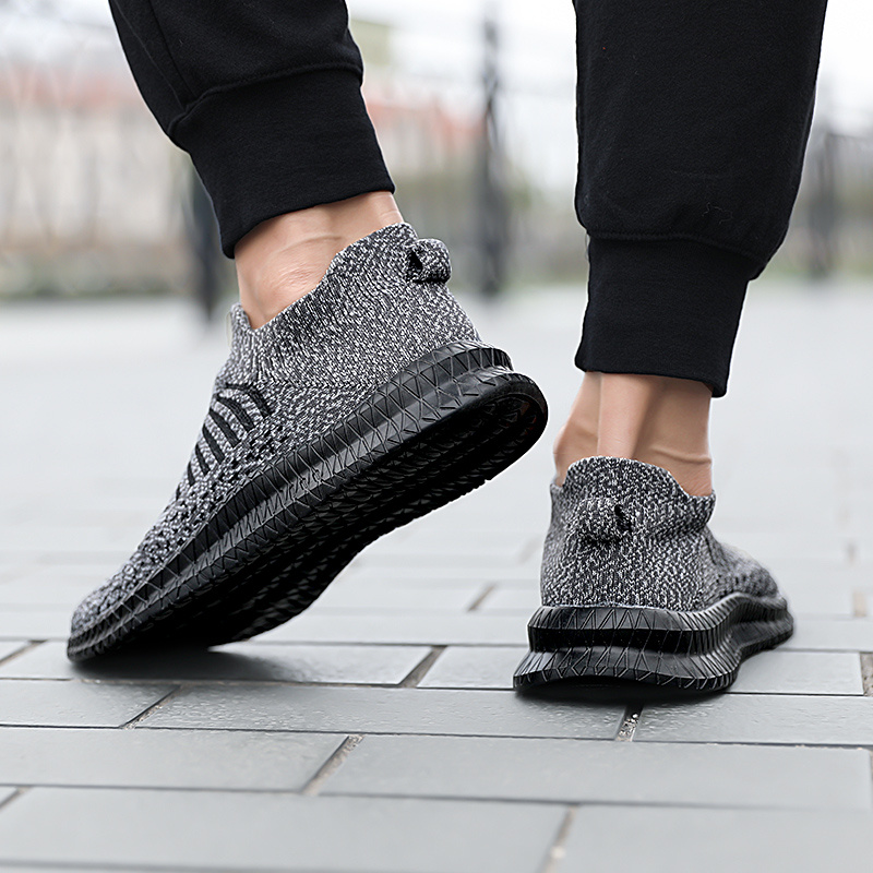 mens knit breathable lightweight slip on casual shoes outdoor non slip soft sole sneakers spring and summer details 3