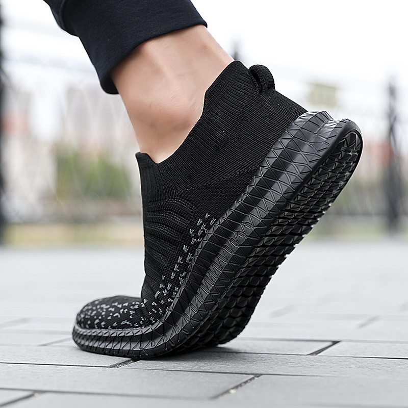 mens knit breathable lightweight slip on casual shoes outdoor non slip soft sole sneakers spring and summer details 7