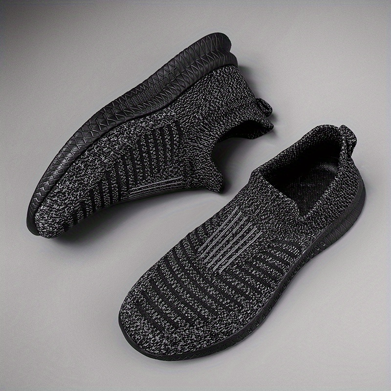 mens knit breathable lightweight slip on casual shoes outdoor non slip soft sole sneakers spring and summer details 19