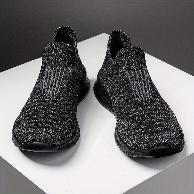 mens knit breathable lightweight slip on casual shoes outdoor non slip soft sole sneakers spring and summer details 21