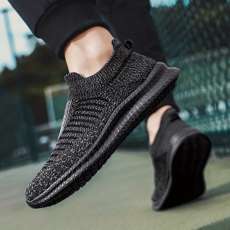 mens knit breathable lightweight slip on casual shoes outdoor non slip soft sole sneakers spring and summer details 22