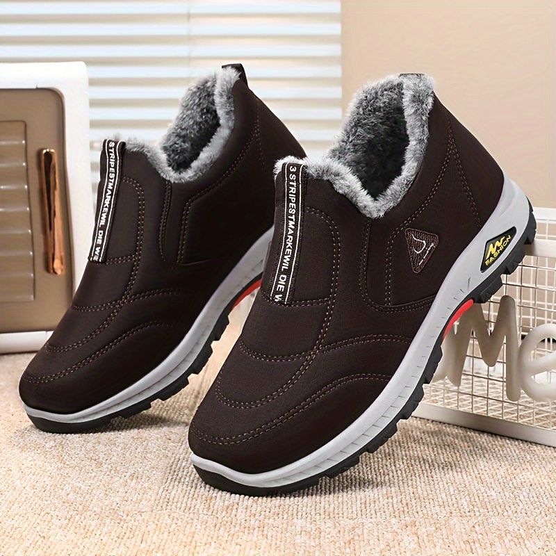 mens snow boots warm fleece cozy non slip ankle boots plush comfy outdoor hiking shoes lined trekking shoes winter details 0