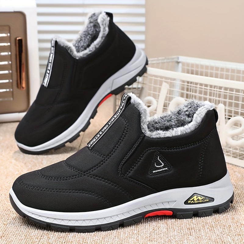 mens snow boots warm fleece cozy non slip ankle boots plush comfy outdoor hiking shoes lined trekking shoes winter details 5