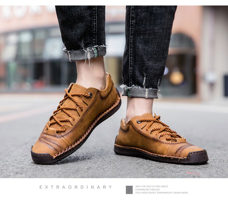 mens lace up sneakers casual synthetic leather walking shoes comfortable and breathable details 6