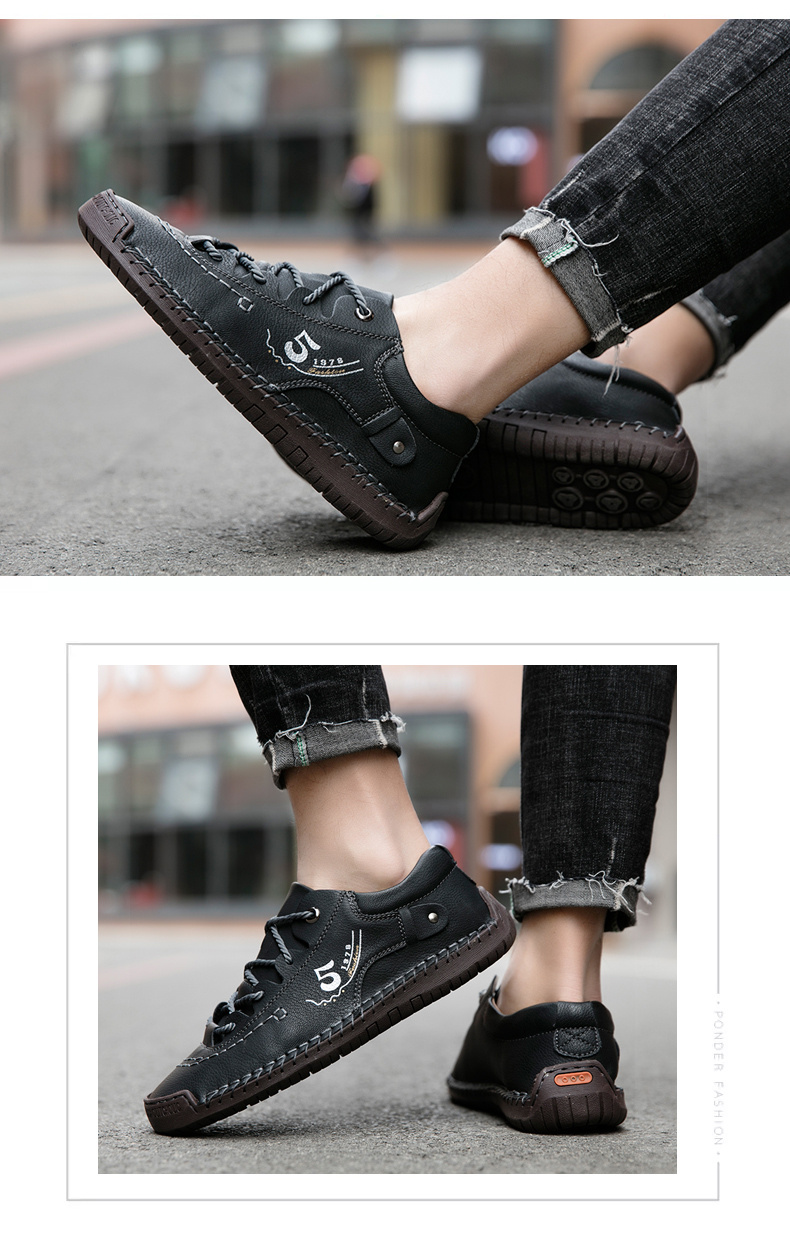 mens lace up sneakers casual synthetic leather walking shoes comfortable and breathable details 12