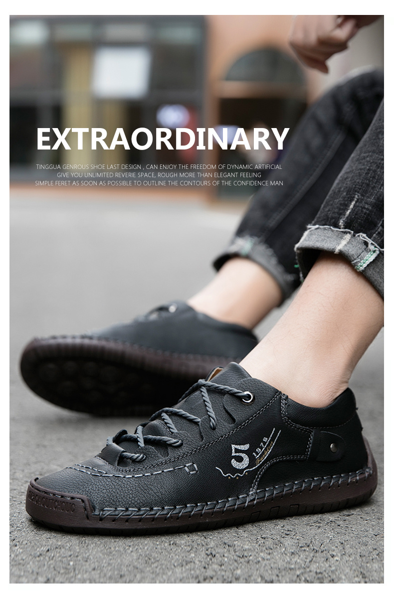 mens lace up sneakers casual synthetic leather walking shoes comfortable and breathable details 13