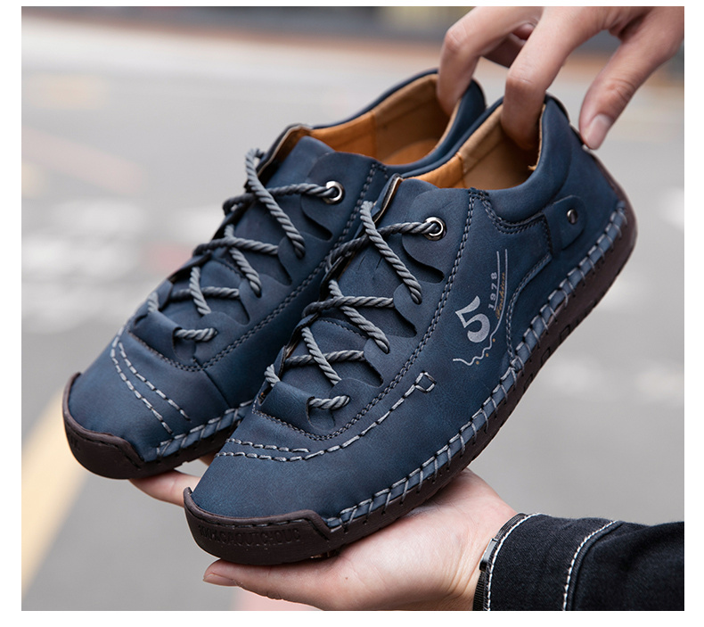 mens lace up sneakers casual synthetic leather walking shoes comfortable and breathable details 14