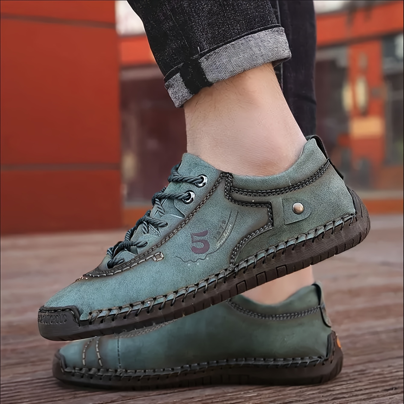 mens lace up sneakers casual synthetic leather walking shoes comfortable and breathable details 22