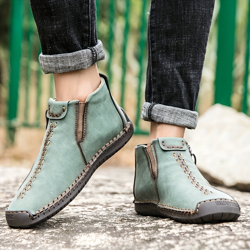 ankle boots, mens ankle boots with side zipper casual stitch detail walking shoes details 6