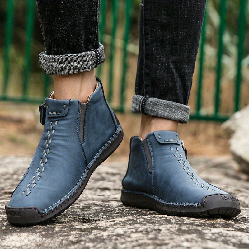 ankle boots, mens ankle boots with side zipper casual stitch detail walking shoes details 10