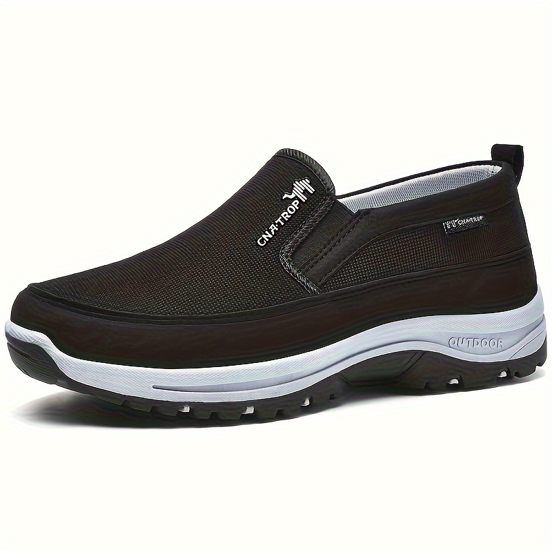 plus size mens knit breathable loafer shoes comfy non slip solid slip on sneakers for mens outdoor activities details 6