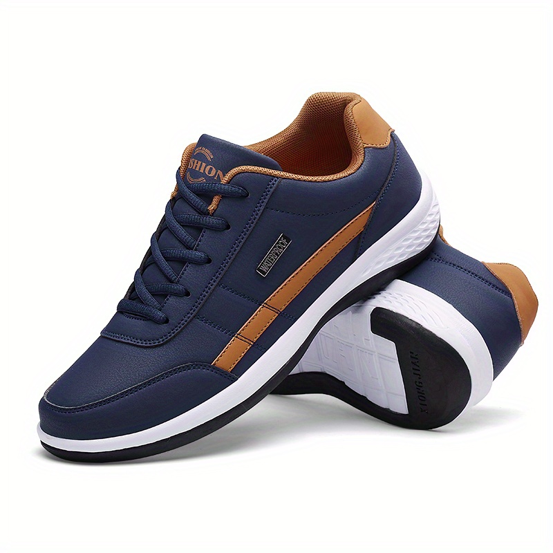 plus size mens solid running shoes comfy non slip lace up casual sneakers for mens outdoor activities details 5