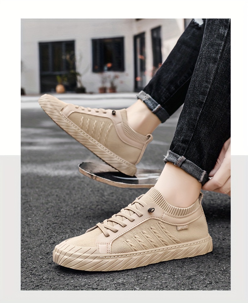 mens trendy solid skate shoes comfy non slip casual lace up sneakers for mens outdoor activities details 2