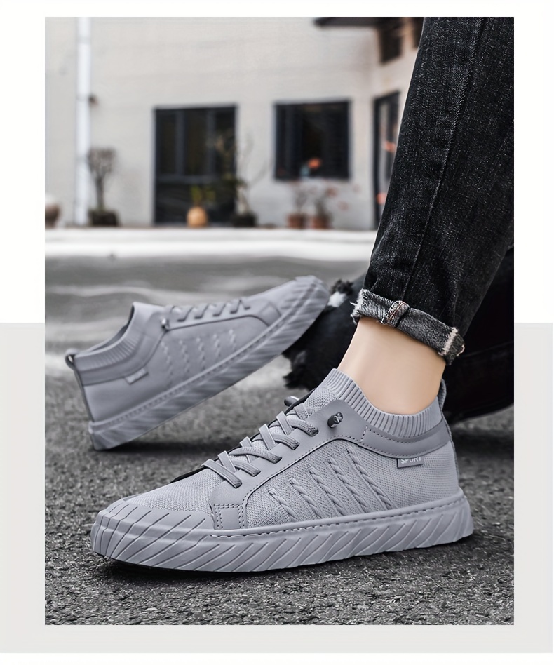 mens trendy solid skate shoes comfy non slip casual lace up sneakers for mens outdoor activities details 5