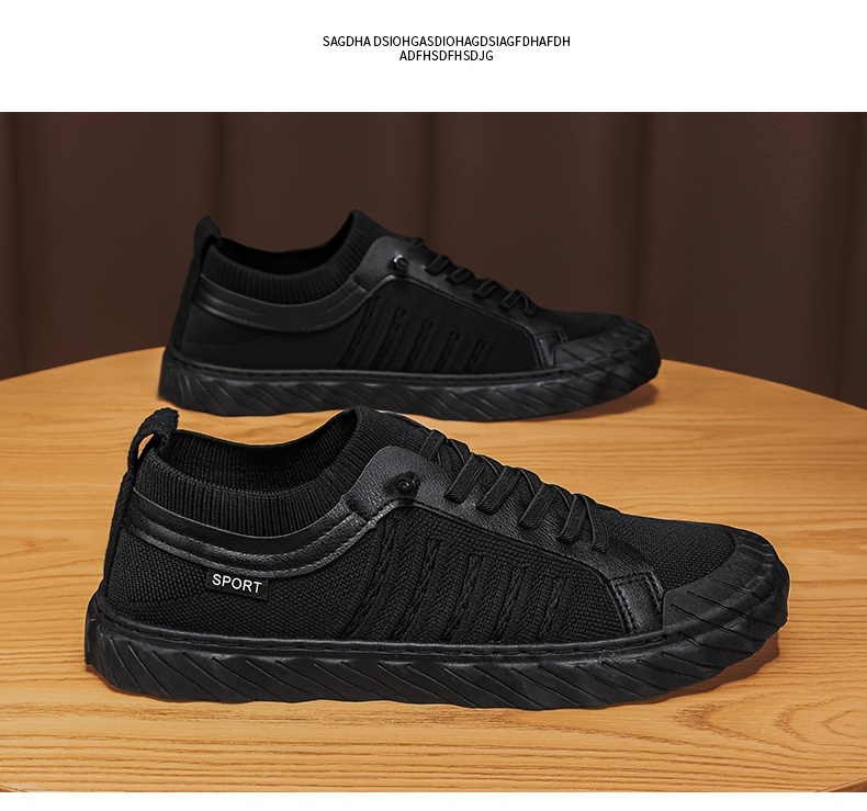 mens trendy solid skate shoes comfy non slip casual lace up sneakers for mens outdoor activities details 13