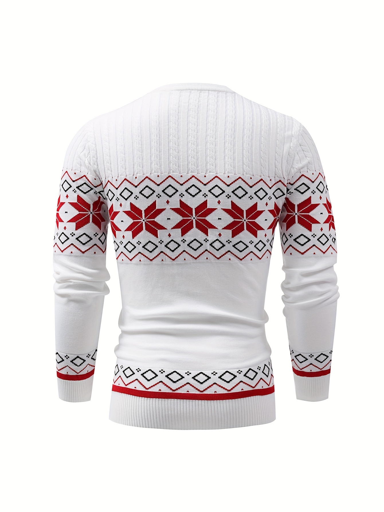 christmas style pattern mens retro knitted pullover round neck long sleeve sweater suitable for autumn and winter comfortable and warm details 16