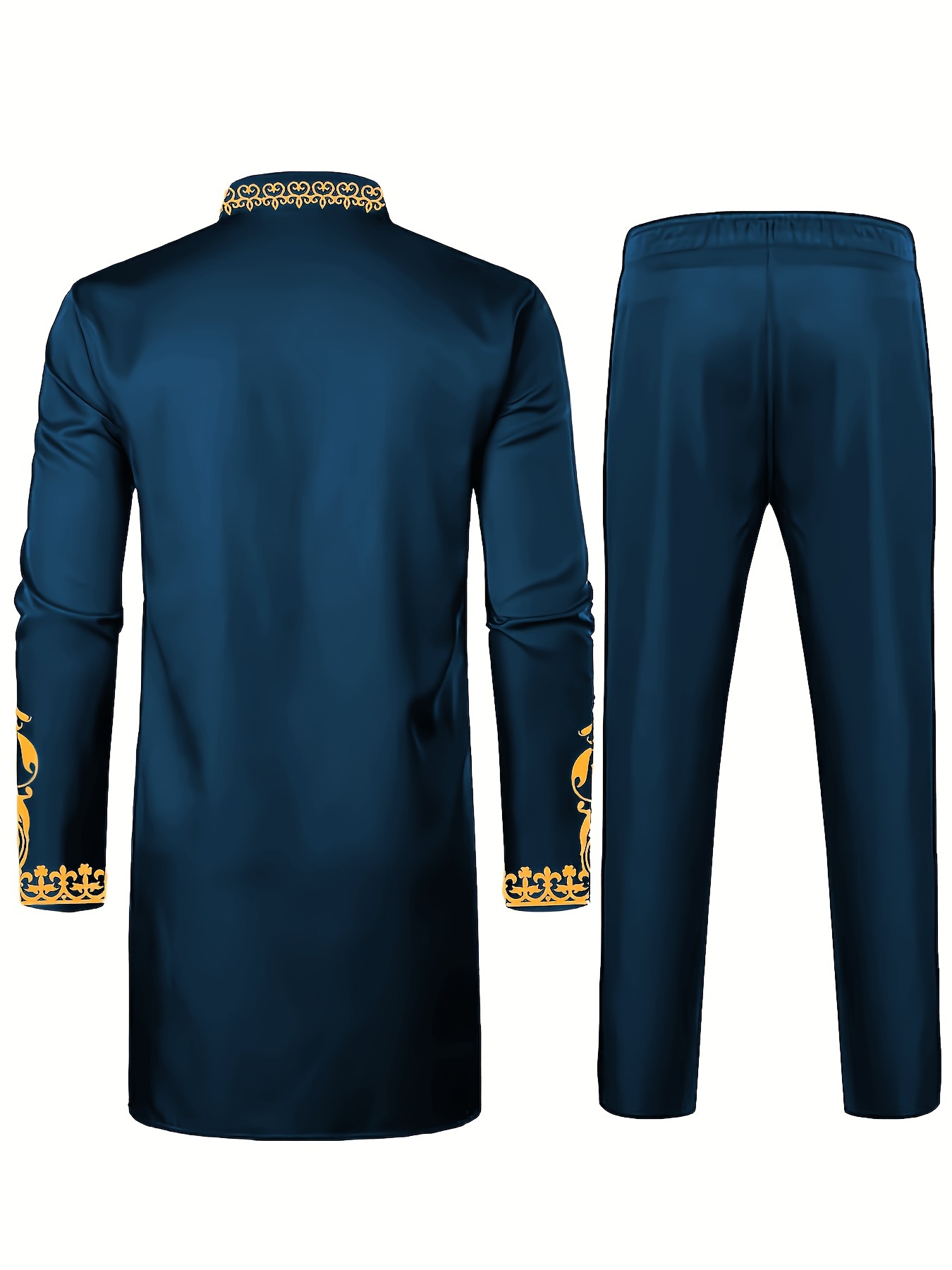 mens traditional long sleeve casual african lightweight long dress shirt cheongsam collar style details 6