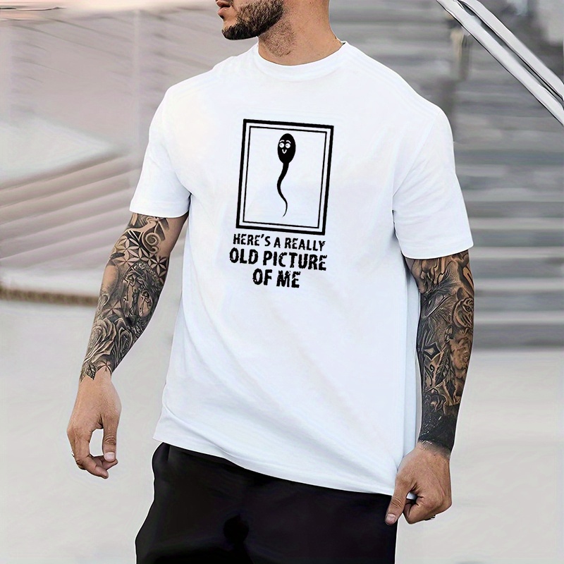 funny meme sperm print mens graphic design crew neck t shirt casual comfy tees tshirts for summer mens clothing tops for daily vacation resorts details 0