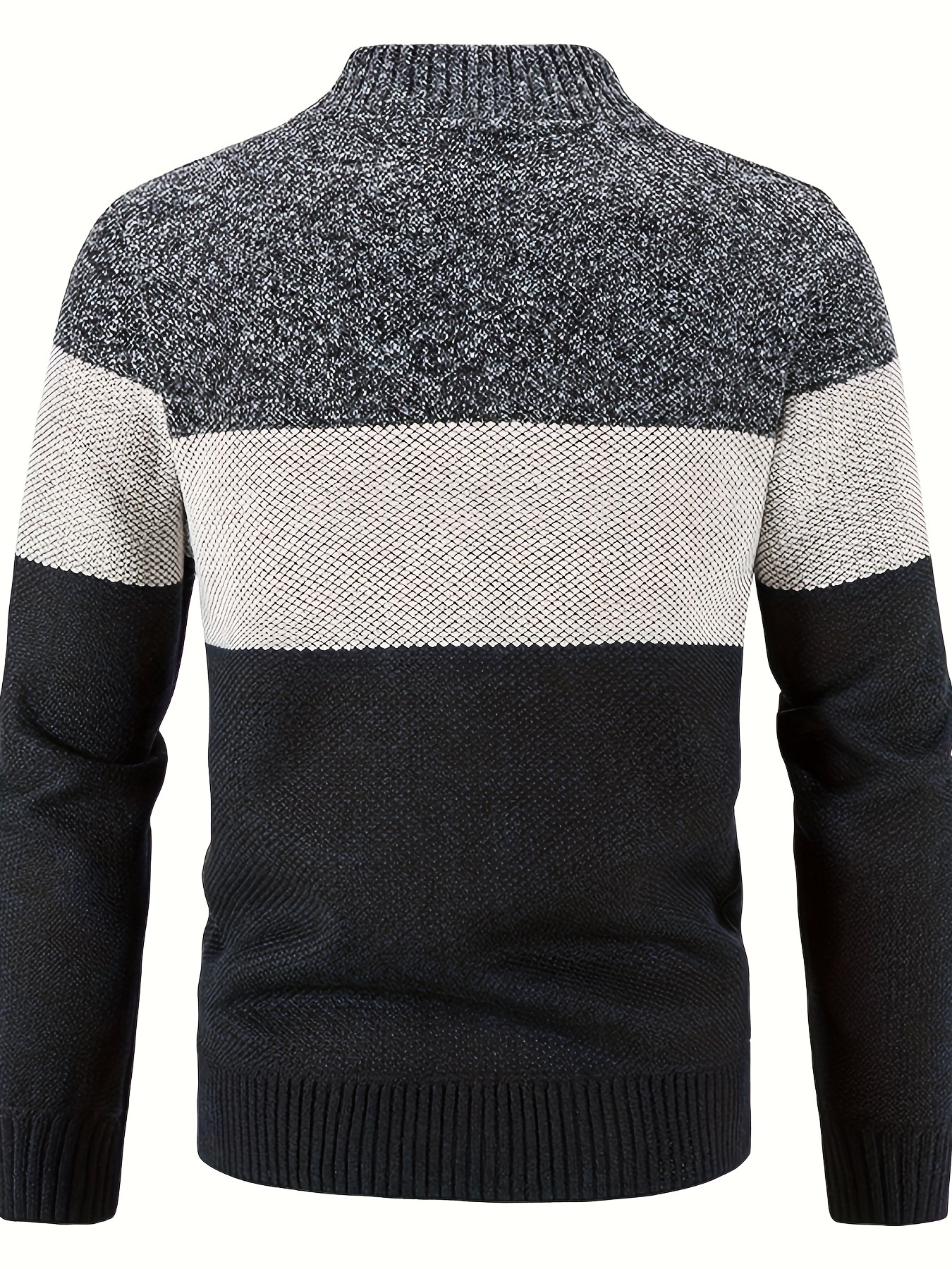 mens knitted crew collar warm jackets casual color block thermal coat for autumn winter mens clothing details 6