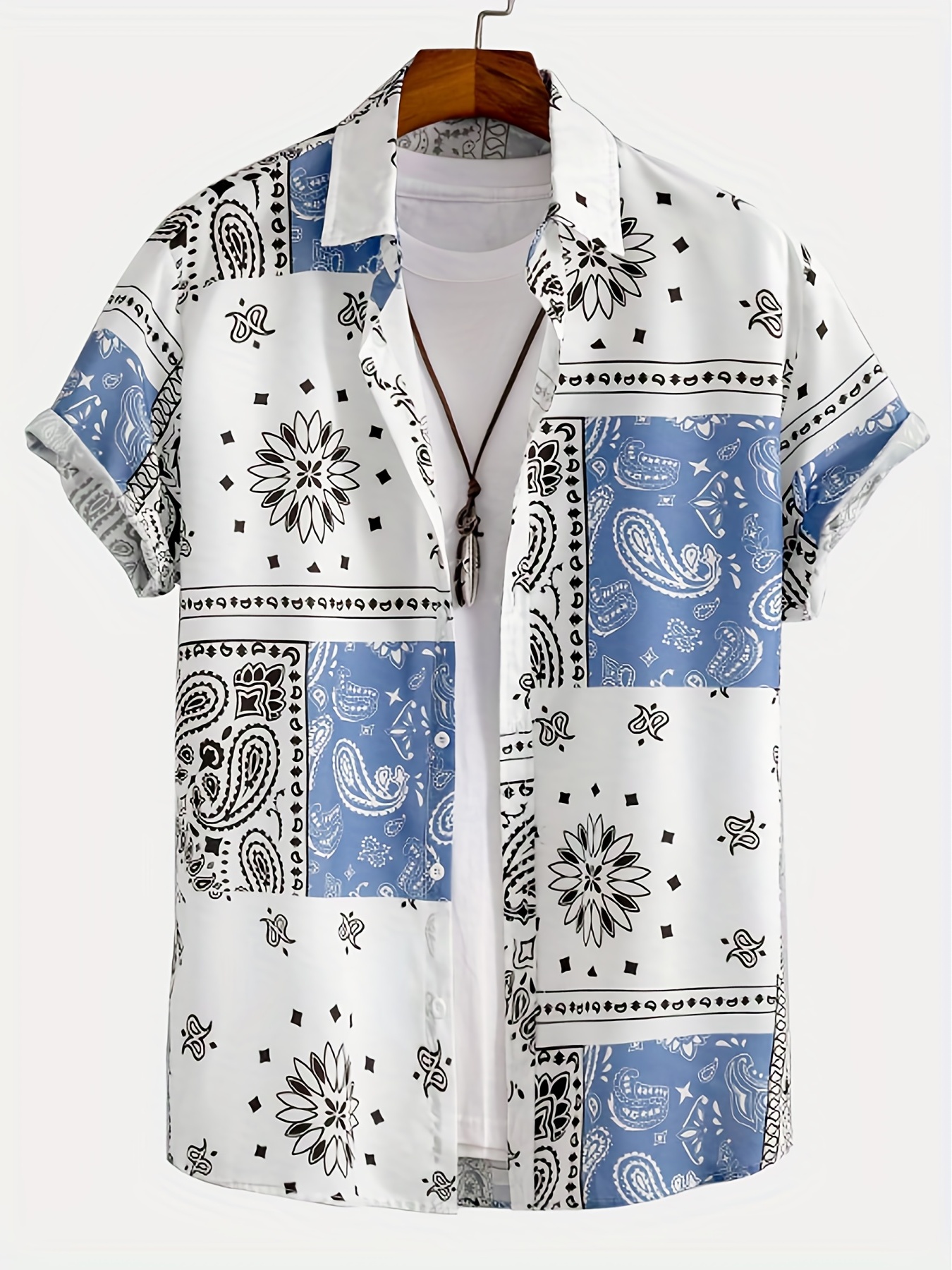 mens shirt top retro bohemian pattern print camp collar bowling shirts short sleeve closure summer hawaiian shirt male casual button up shirt for daily vacation resorts beach shirts for men details 16