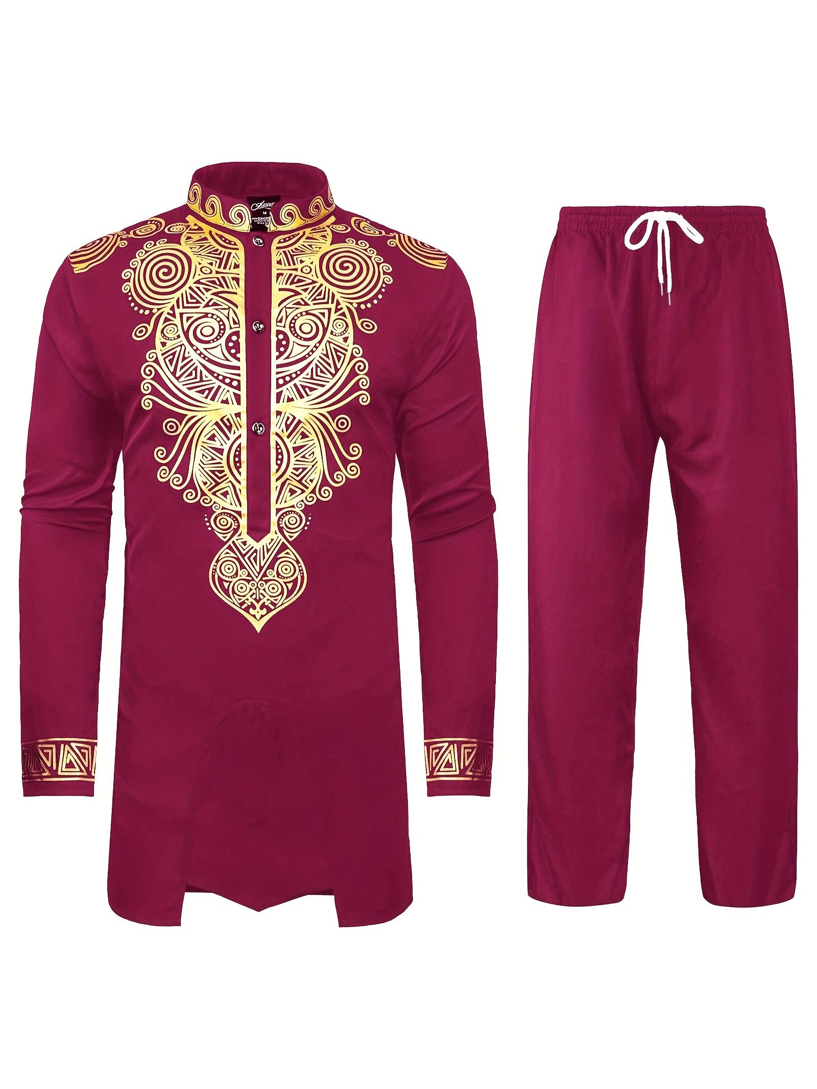 lightweight traditional gold dress shirts, dashiki for men 2 piece set long sleeve casual african suits lightweight traditional gold dress shirts details 10