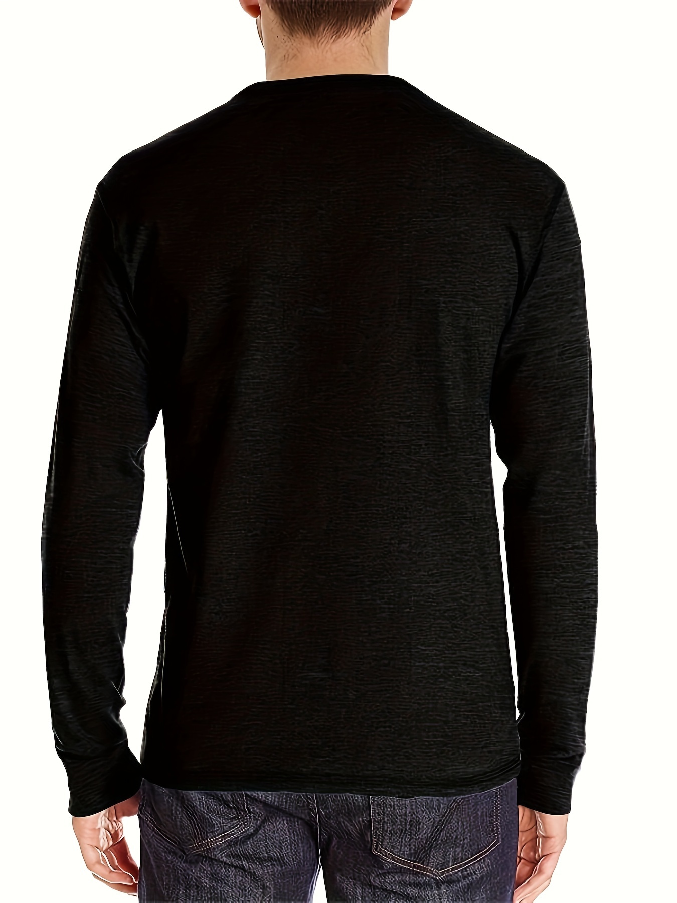 mens basic henley tee casual long sleeve henley t shirt with chest pocket tops for men details 1