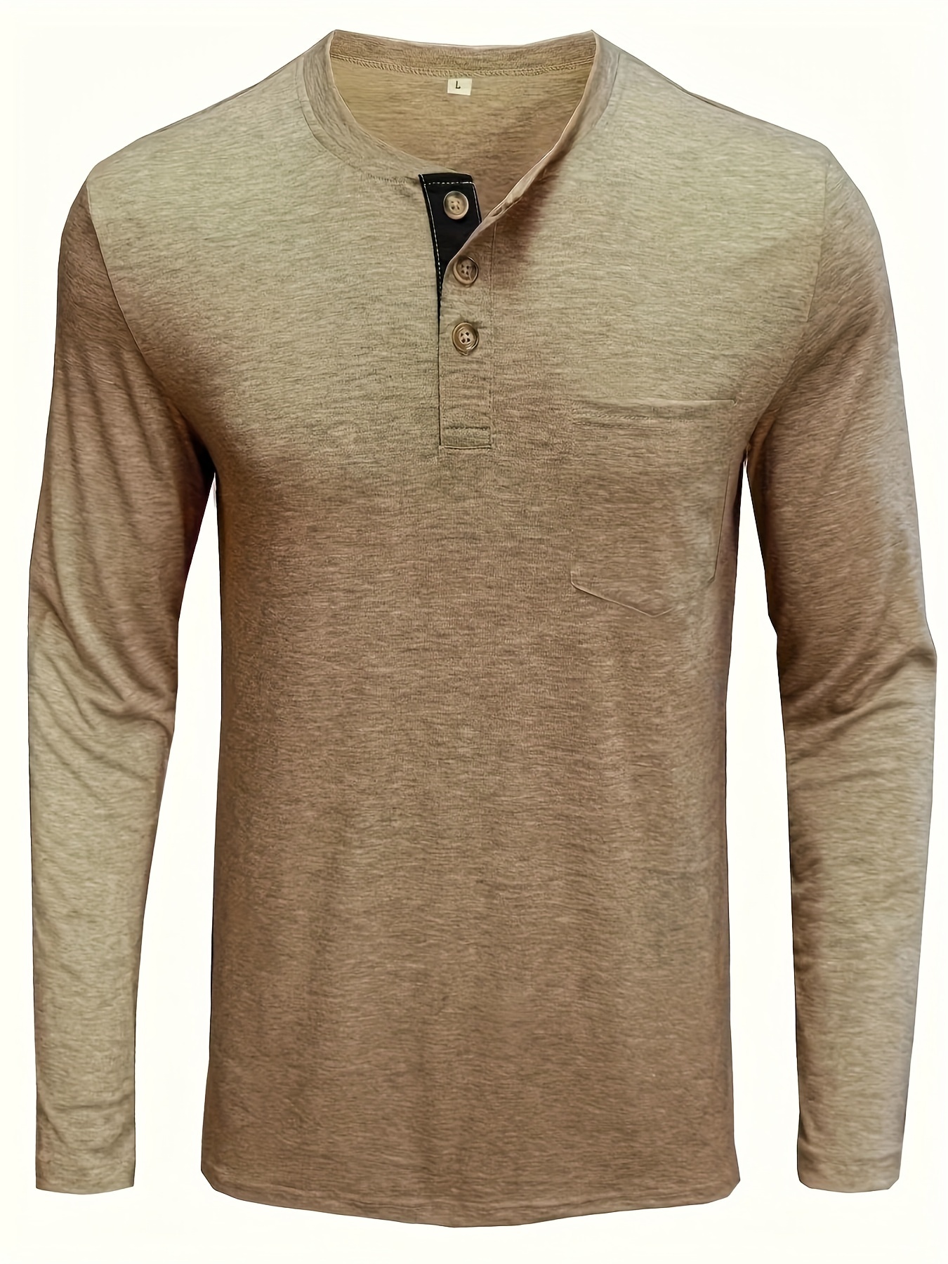 mens basic henley tee casual long sleeve henley t shirt with chest pocket tops for men details 12