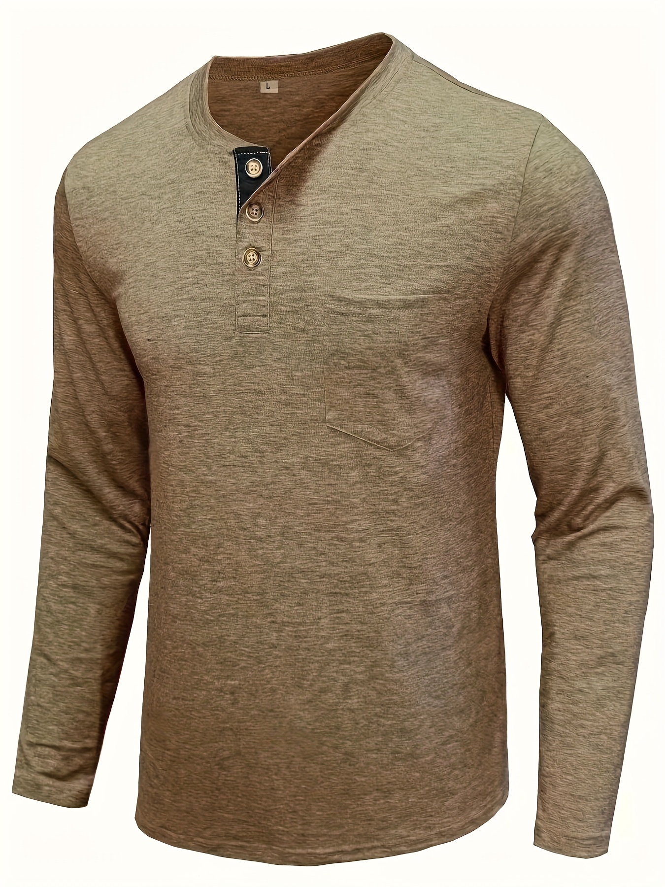 mens basic henley tee casual long sleeve henley t shirt with chest pocket tops for men details 13