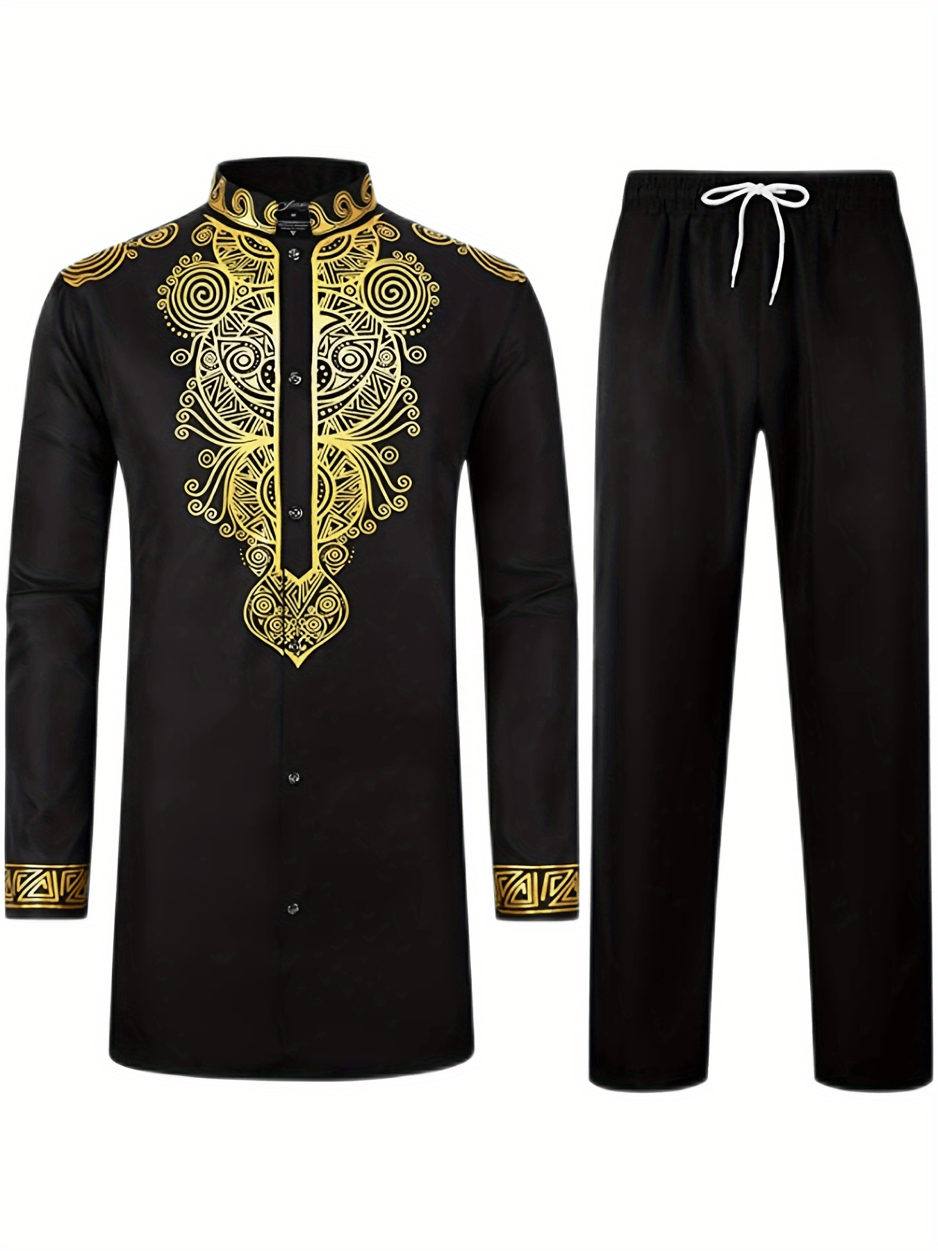 mens two piece suits abayas outfit long sleeve kaftan tops pants set formal party african men dashiki suit shirt pants set traditional clothes formal dress details 16