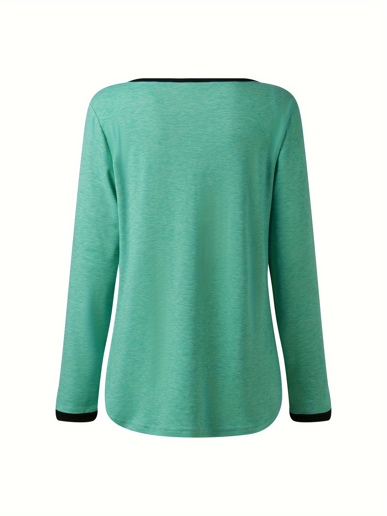 womens color block v neck long sleeve tops casual daily pullover t shirts womens clothing details 2