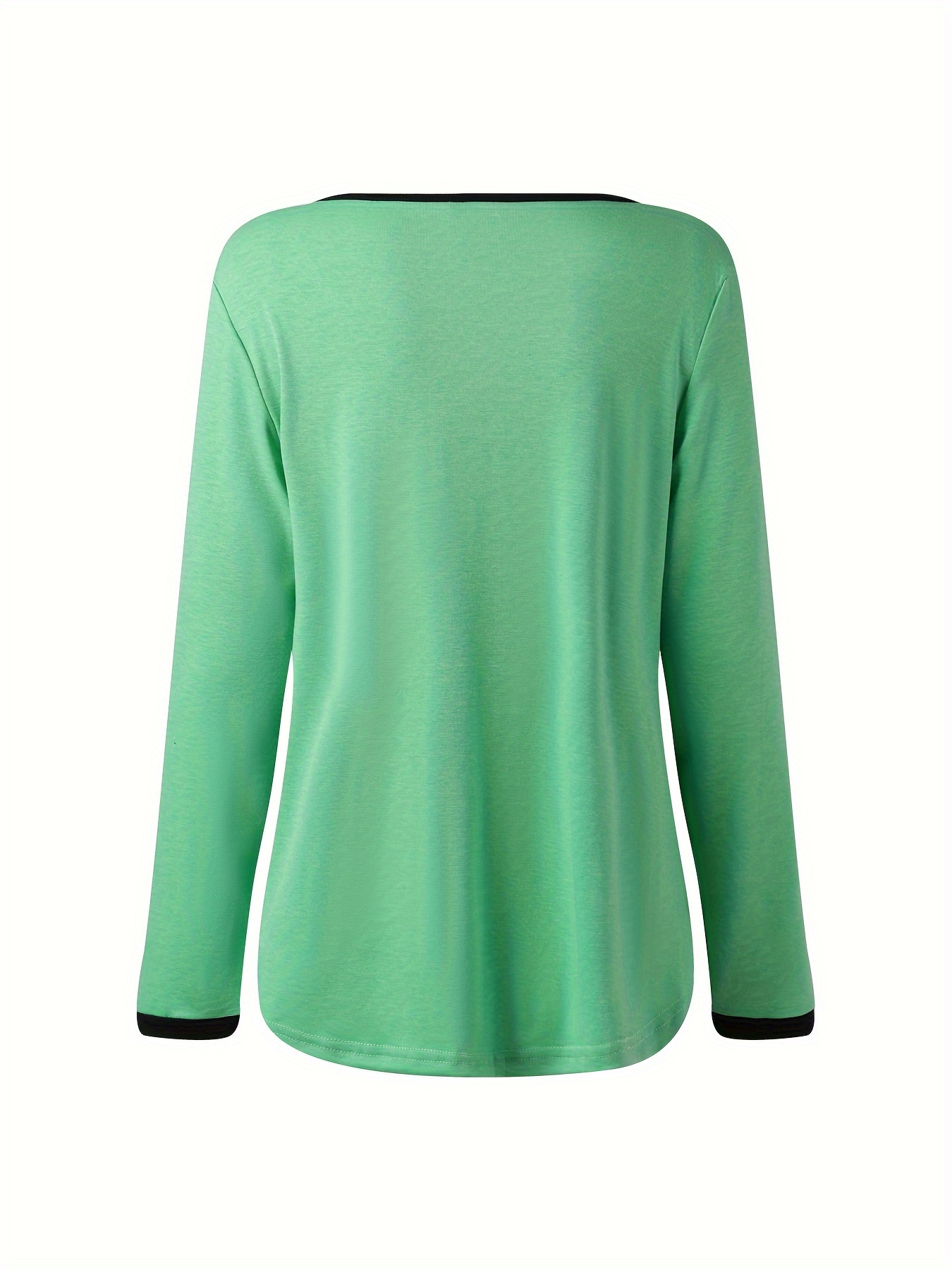 womens color block v neck long sleeve tops casual daily pullover t shirts womens clothing details 6