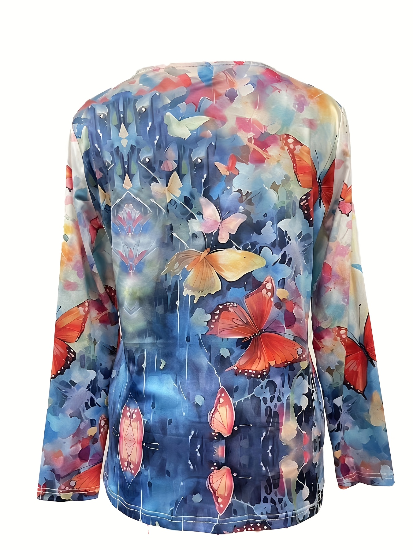 abstract print half zip blouse casual long sleeve blouse womens clothing details 1