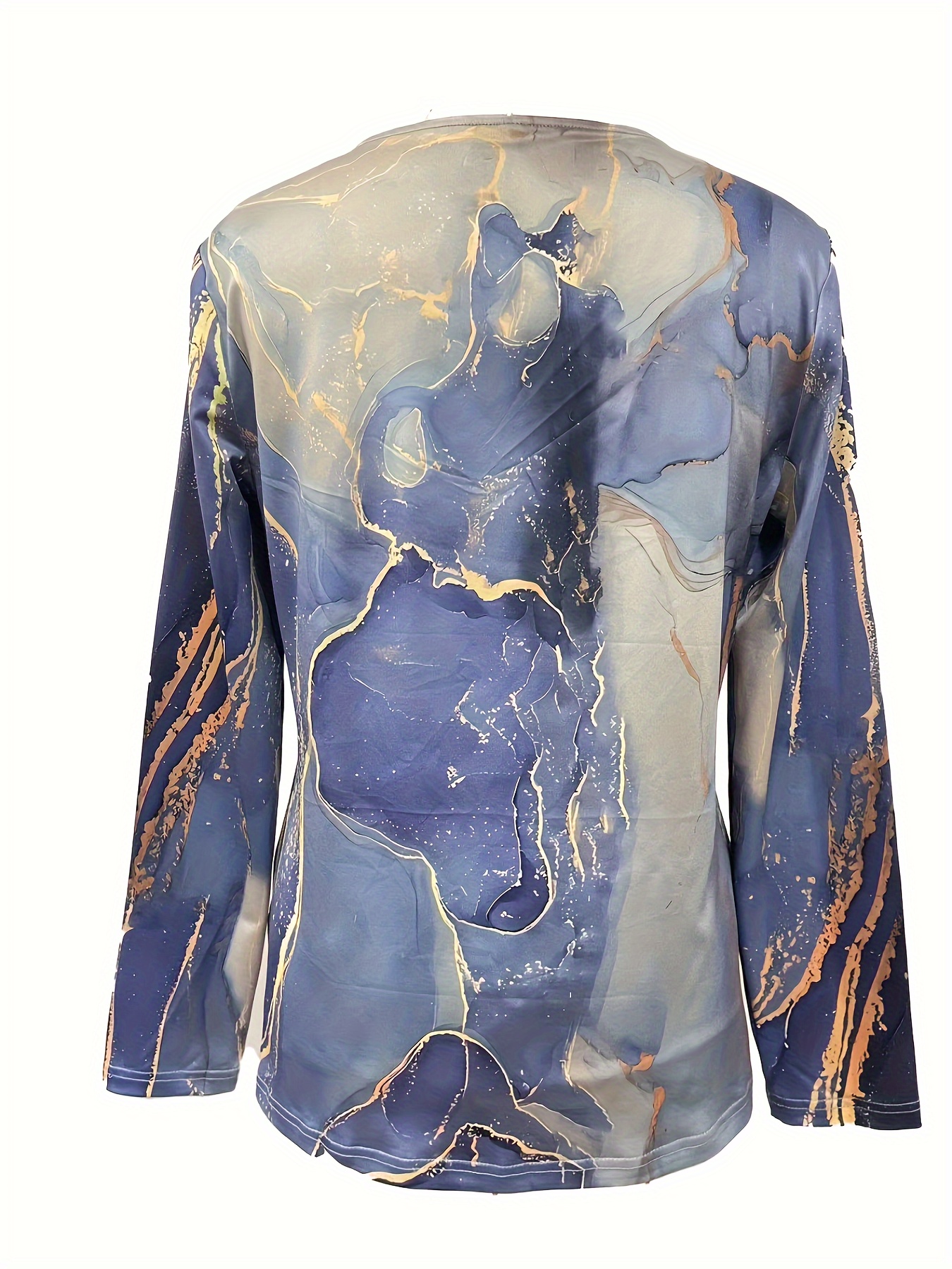 abstract print half zip blouse casual long sleeve blouse womens clothing details 7