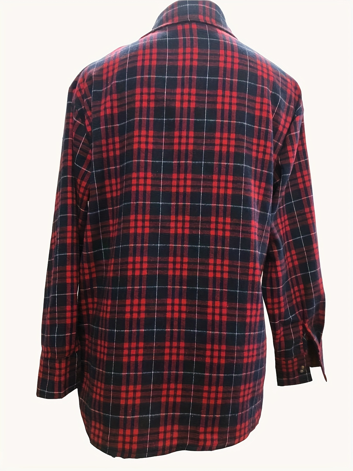 plaid print button front shirt casual long sleeve classic shirt womens clothing details 13